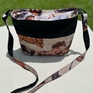 Horse pattern handmade cotton purse.